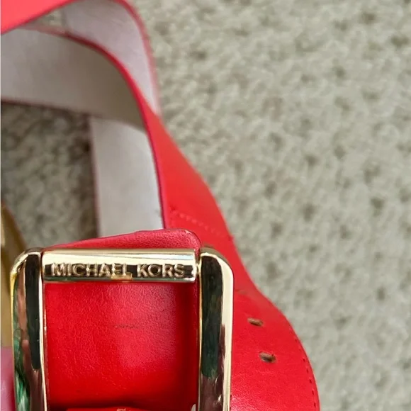 Gorgeous Giovanna Madarin Burnt Orange Michael Kors Sandals Wedges 7.5 - Picture 6 of 7